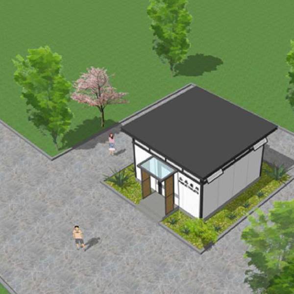 دورة مياه جاهزة عامة ذات سقف مسطح، 8CS