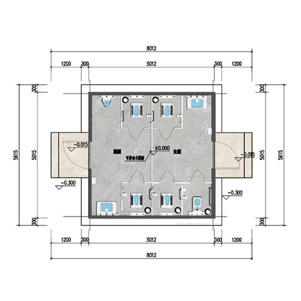 دورة مياه جاهزة عامة ذات سقف مسطح، 8CS