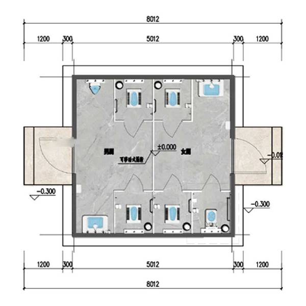 دورة مياه جاهزة عامة ذات سقف مائل، 8CS