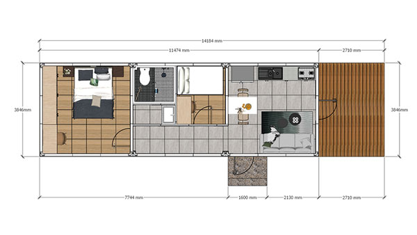 أكواخ جاهزة لقضاء العطلات، موديل 44 m