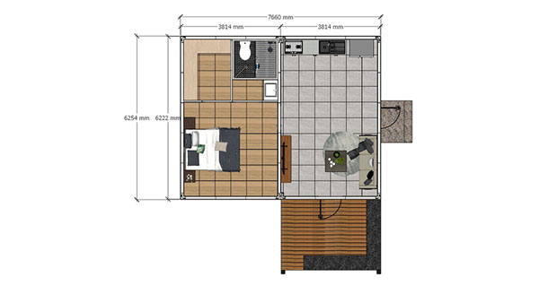 أكواخ جاهزة لقضاء العطلات، موديل 48