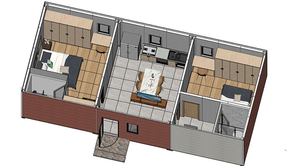 أكواخ جاهزة لقضاء العطلات، موديل 58