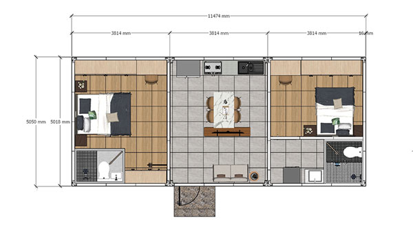 أكواخ جاهزة لقضاء العطلات، موديل 58